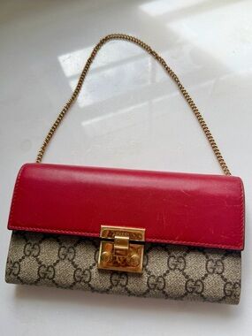 🔥Gucci wallet on chain GG supreme padlock wallet mini purse Gucci bag Gucci woc